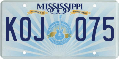 MS license plate KOJ075