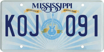 MS license plate KOJ091