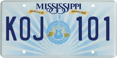 MS license plate KOJ101