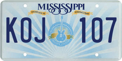 MS license plate KOJ107