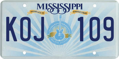 MS license plate KOJ109