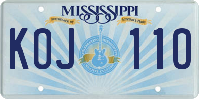 MS license plate KOJ110