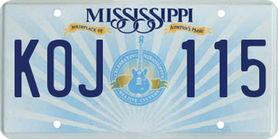 MS license plate KOJ115