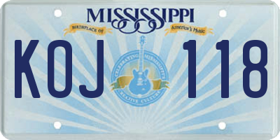 MS license plate KOJ118