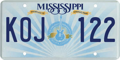 MS license plate KOJ122