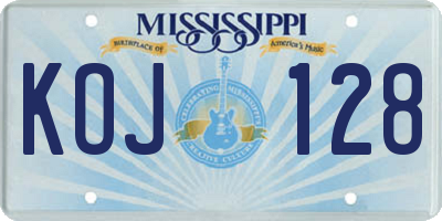 MS license plate KOJ128