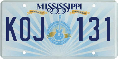 MS license plate KOJ131