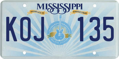 MS license plate KOJ135