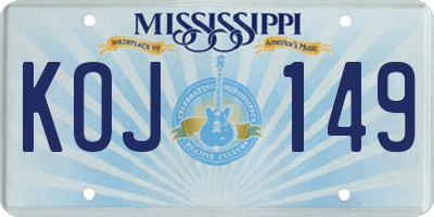 MS license plate KOJ149