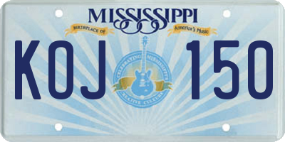 MS license plate KOJ150