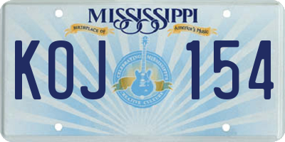 MS license plate KOJ154
