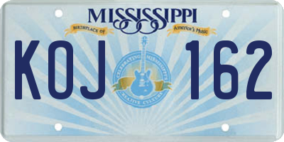 MS license plate KOJ162