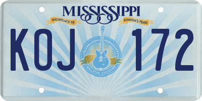 MS license plate KOJ172