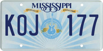 MS license plate KOJ177