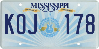 MS license plate KOJ178