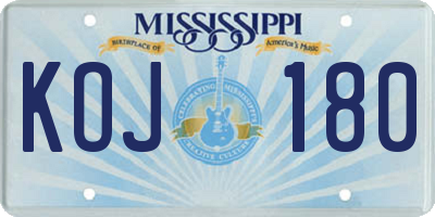 MS license plate KOJ180
