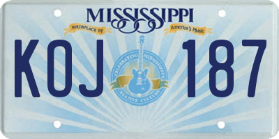 MS license plate KOJ187