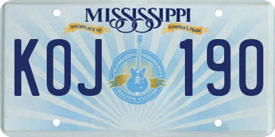 MS license plate KOJ190