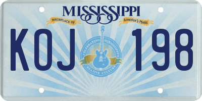 MS license plate KOJ198