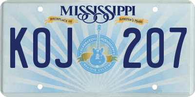 MS license plate KOJ207