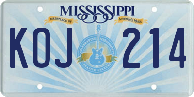 MS license plate KOJ214