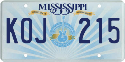MS license plate KOJ215