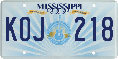 MS license plate KOJ218