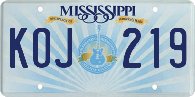 MS license plate KOJ219