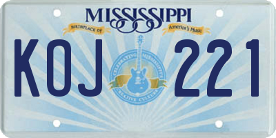 MS license plate KOJ221