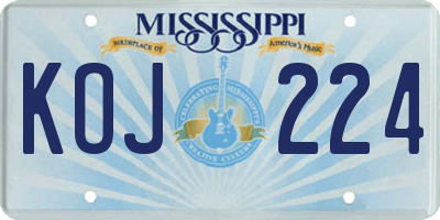 MS license plate KOJ224