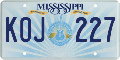 MS license plate KOJ227