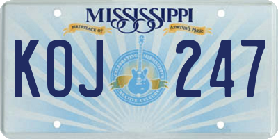 MS license plate KOJ247