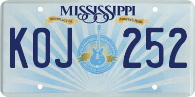 MS license plate KOJ252