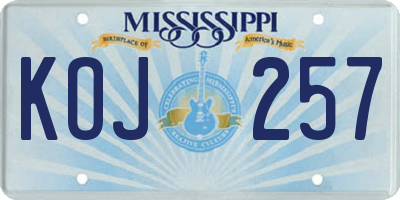 MS license plate KOJ257