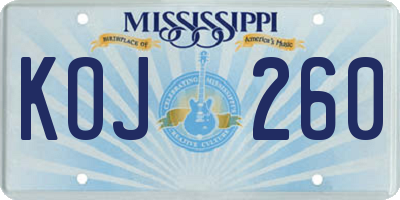 MS license plate KOJ260