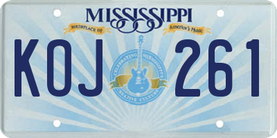 MS license plate KOJ261