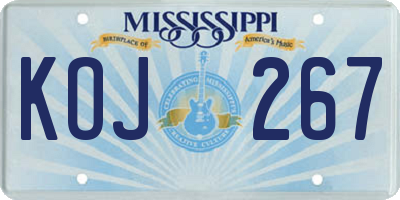 MS license plate KOJ267