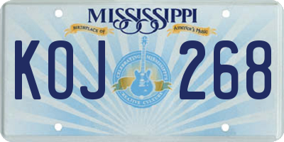 MS license plate KOJ268