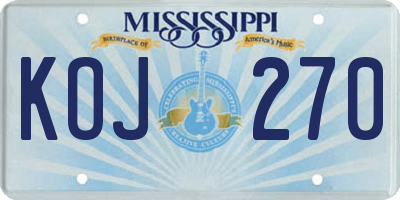 MS license plate KOJ270