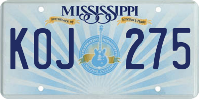 MS license plate KOJ275