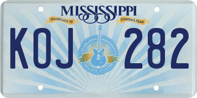 MS license plate KOJ282