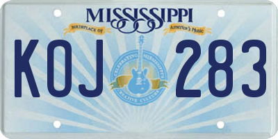 MS license plate KOJ283
