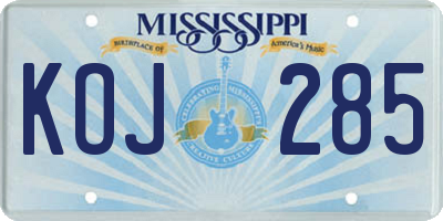 MS license plate KOJ285