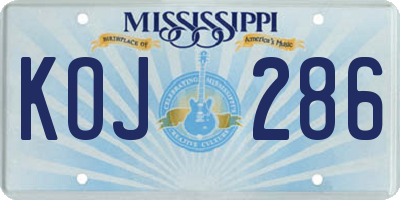 MS license plate KOJ286