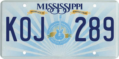 MS license plate KOJ289