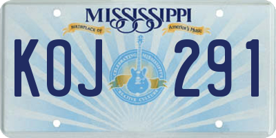 MS license plate KOJ291