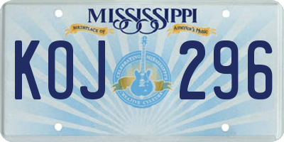 MS license plate KOJ296
