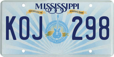 MS license plate KOJ298
