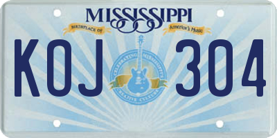 MS license plate KOJ304
