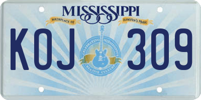 MS license plate KOJ309